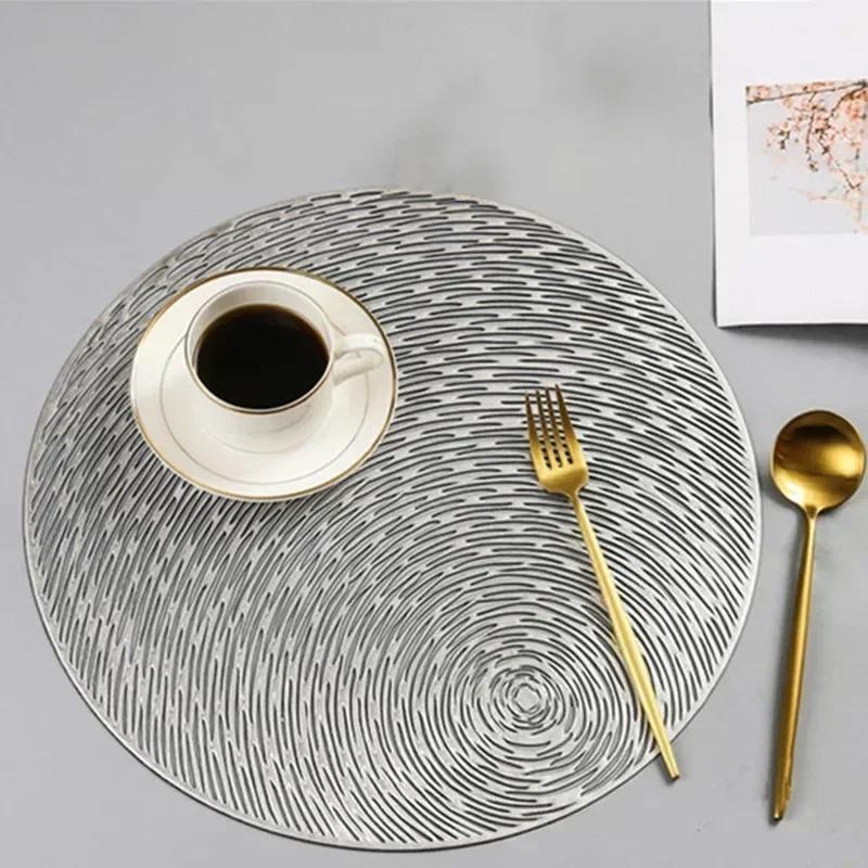 Household Fashion Supplies Table Mats Coasters Pad Round PVC Placemat Mats Heat Resistant Wear Resistant Non - Slip Table Pad