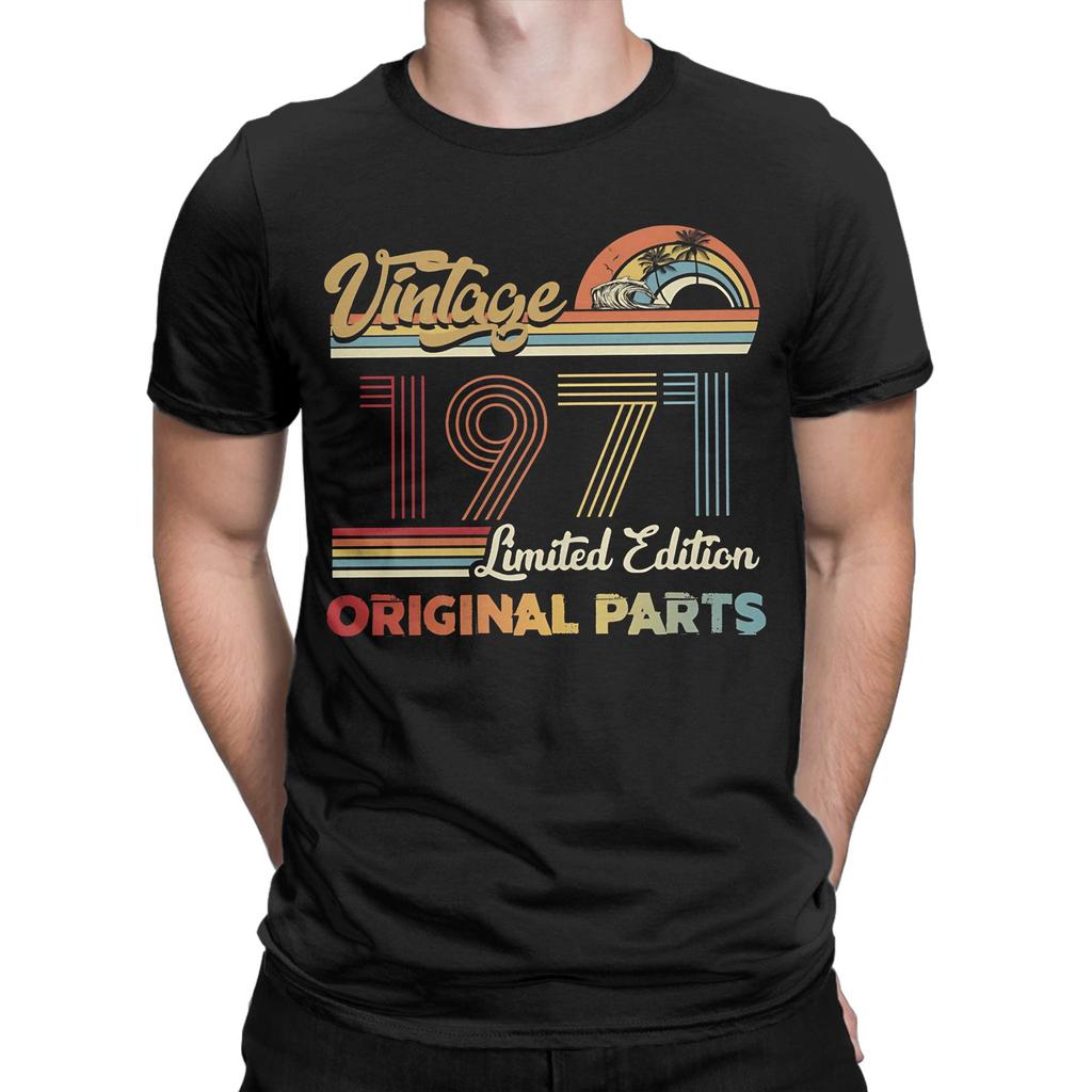 Vintage 1971 Limited Edition Unisex Unisexs T Shirt 55th Birthday Novelty Tees Short Sleeve Round Neck TShirts Cotton Tops