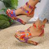 Women's Color Splash Platform Sandals, Single Buckle Wedge Heels, Spring Summer Fashion Slides for Women