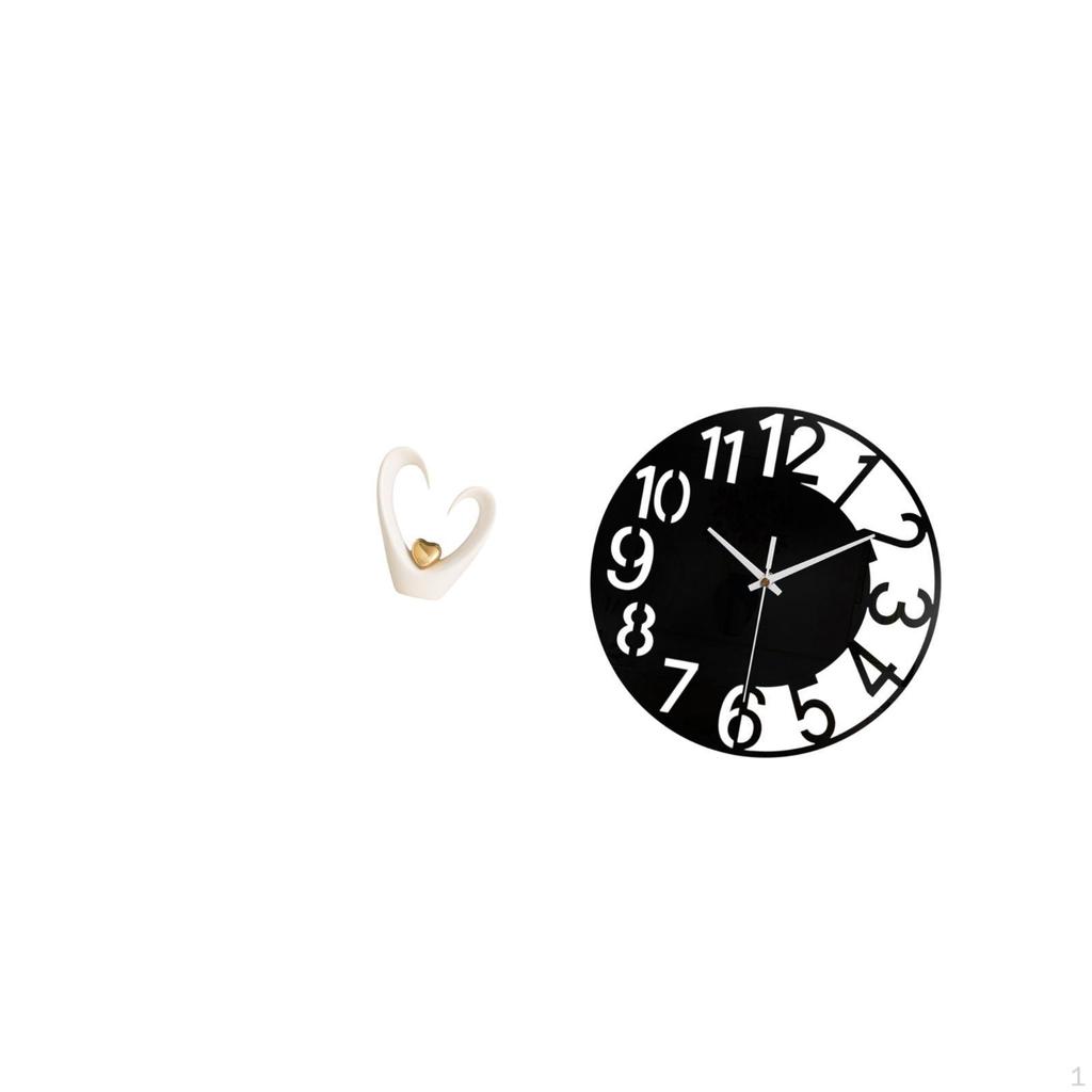 Minimalist Heart Sculpture Clock Modern Decorative Figurine for Living Room Shelf Desk Entrance
