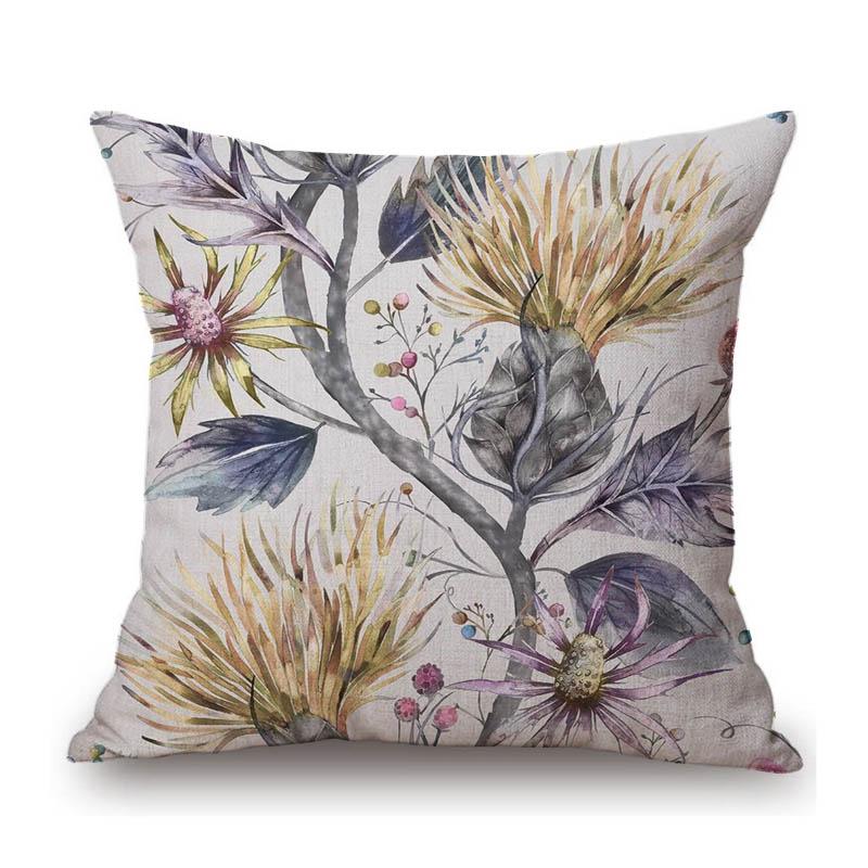 Home Decoration Flower Floral Oil Painting Sofa Throw Pillow Case Cotton Linen Bench Chair Seat Cushion Cover
