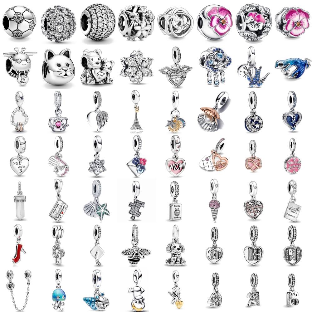 New 925 Silver Flower, Bee Bead Pearl Shell, Octopus Pendant, European Original Bracelet DIY Accessories Exquisite Jewelry