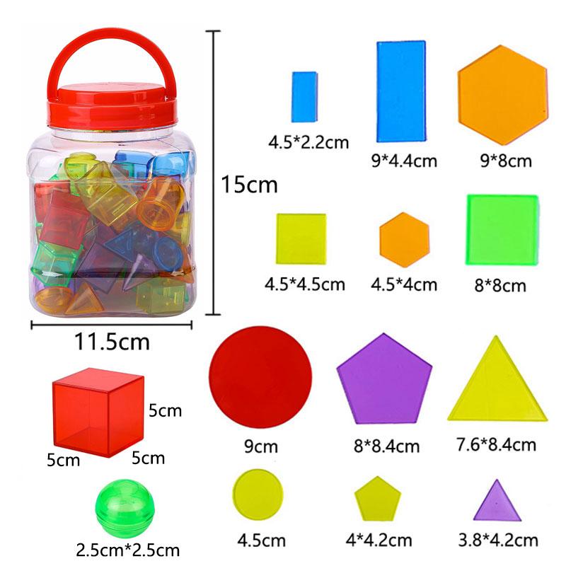 Children Transparent Blocks Montessori Toys 3D Geometric Shapes DIY Sensory Play Parish Educational Learning Light Table Toys