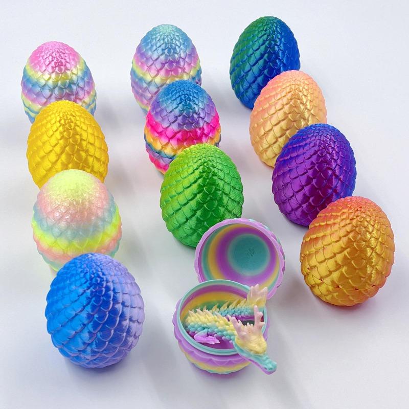 1PC Dragon and Dragon Egg Set Ornaments - Bright and Colorful Plastic Statues for Home Decor, Aquariums, Gardens Offices and Party Surprise Gift Boxes