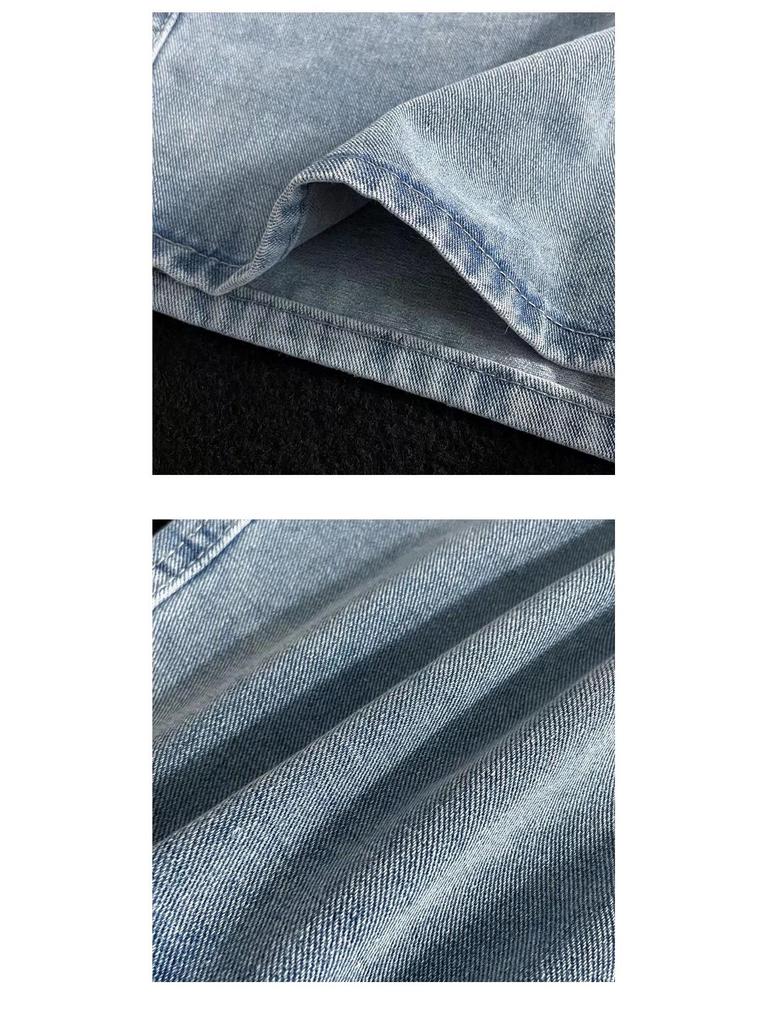 Herren Retro Washed Denim Weitbein Sommer Shorts