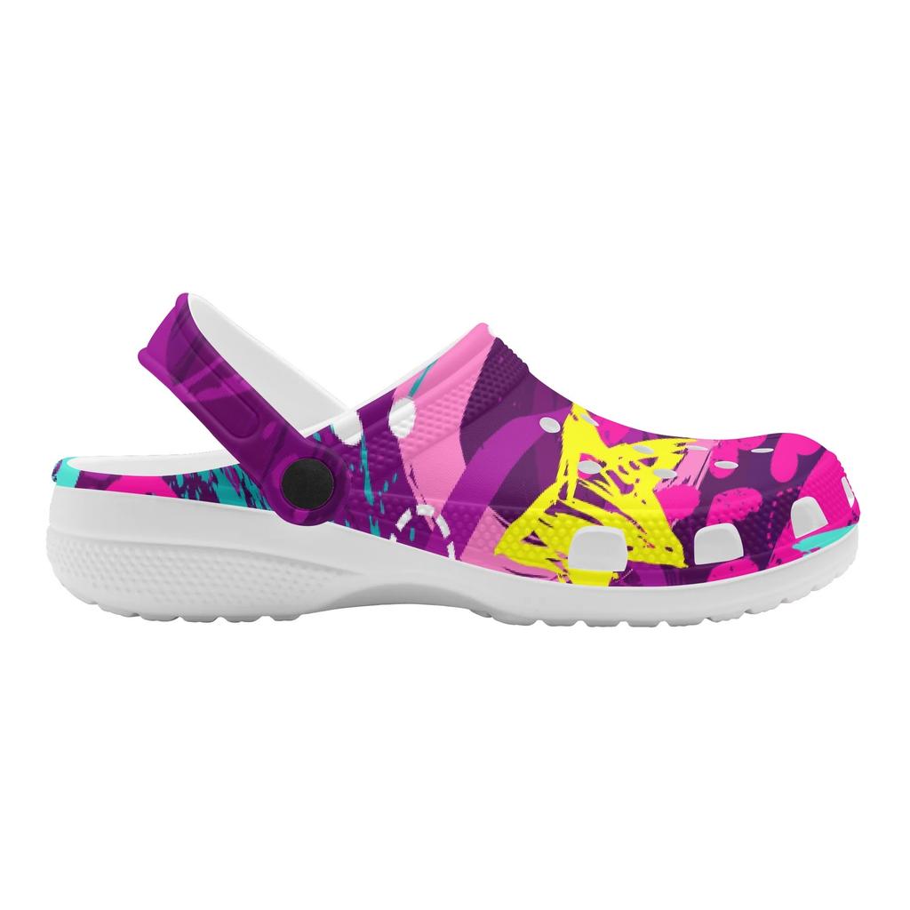 Printed Summer EVA Clogs Women Men Lightweight Breathable Slip On Garden Shoes Beach Bathroom Pool Home Slippers Casual Wear
