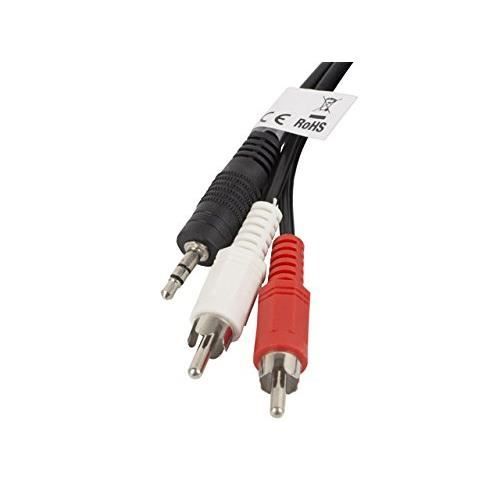 Lanberg Env.-mjrc 10cc 0025 -BK 2 X RCA Vers Jack Mâle Câble Audio Stéréo, 2 M Noir - CA-MJRC-10CC-0025-BK