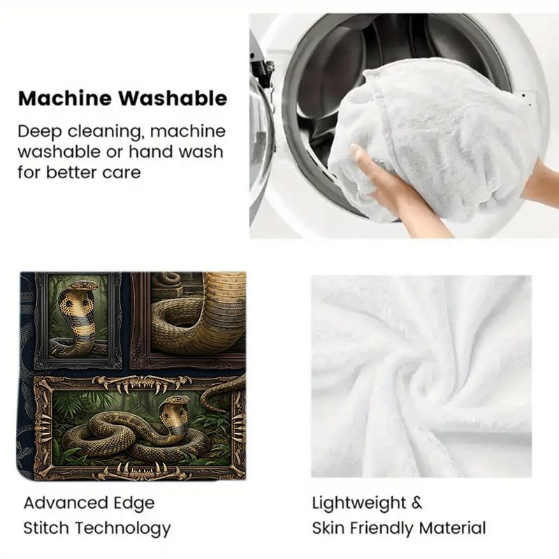 Snakes Ornate Frames 2D Flat Pattern Flannel Blanket, High quality All Seasons, Home Decor, Warmth and Comfort, Perfect for Christmas Gifts.