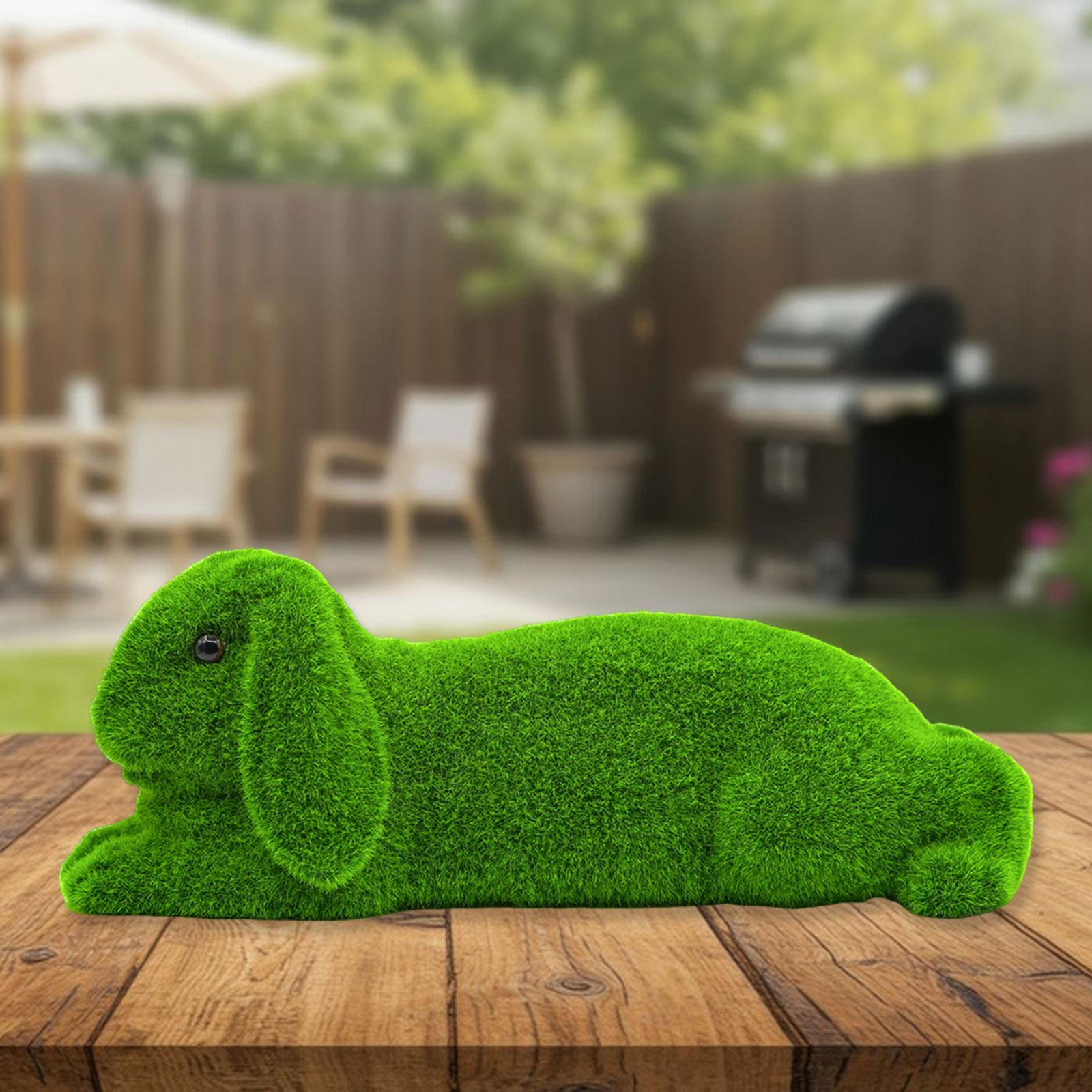 

Statue Garden Accessories Bunny Figurine DIY Decorative Multipurpose Resin Flocked Green Landscape