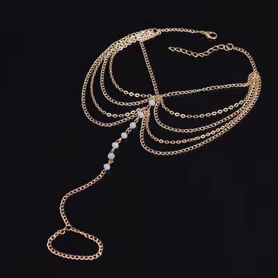 Beach Barefoot Sandal Jewelry Elegant Bride Sexy Women'S  Charm Layer Chain Link  Beads Foot Anklet