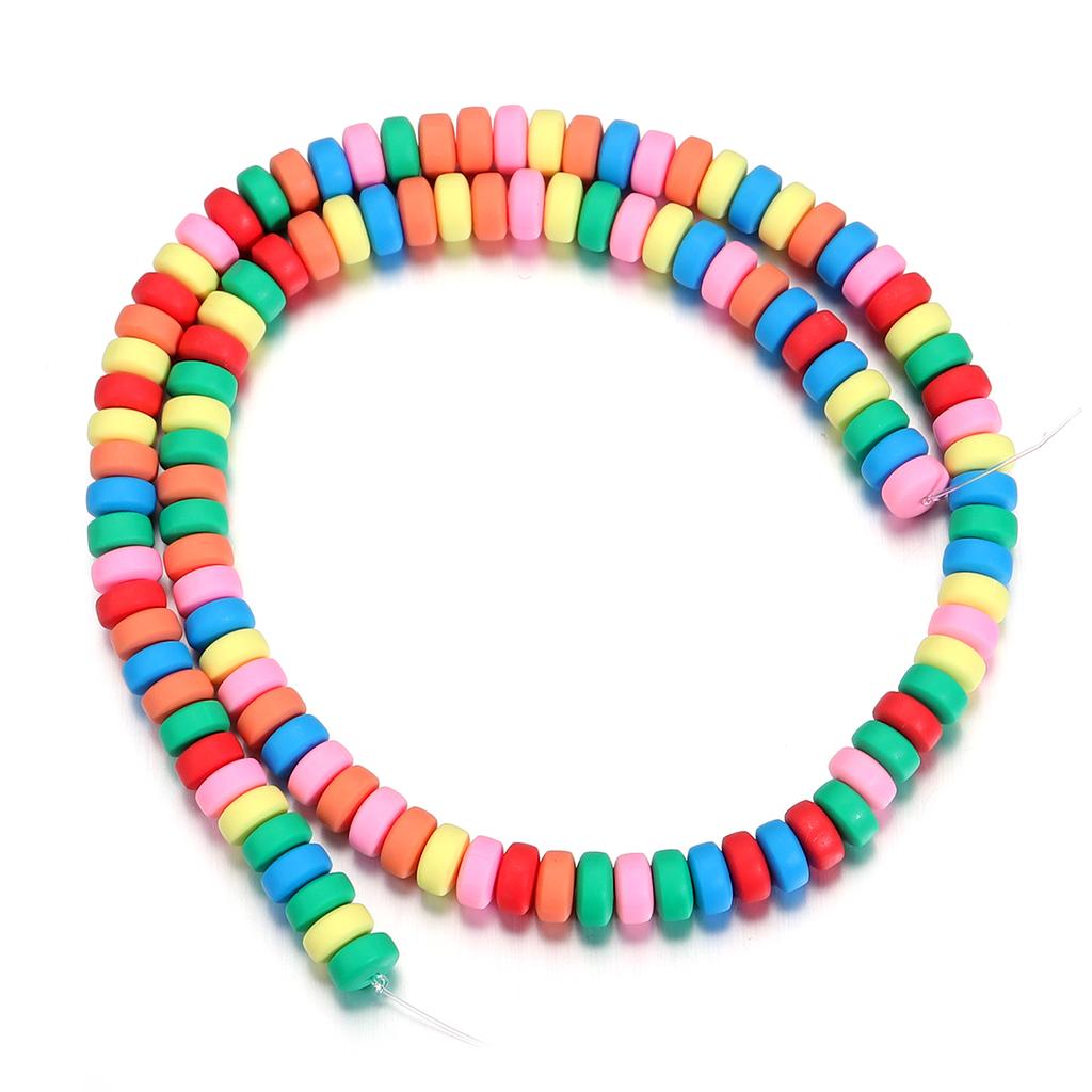 1String Polymer Clay Beads Colorful Loose Spacer Flat Round Beads For DIY Bracelet Necklace Charm Jewelry Accessories Wholesale