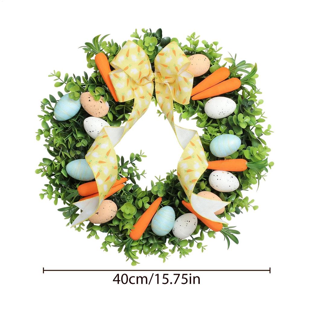 Easter Wreath Handmade Cute Egg Carrot Design Festive Garland Front Door Wreath for home wall door and window decorations