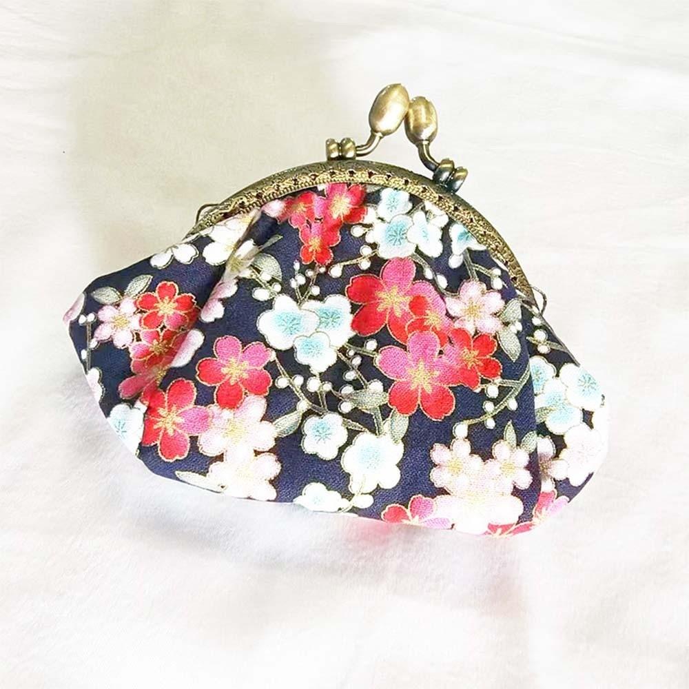 Anti-lost Kiss Lock Coin Purse Polyester Portable Canvas Mini Pouch Chinese Style Thickened Printed Small Pocket Girls