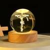3D Hands Prayer Faux Crystal Ball with Wooden Base Clear Engraved Prayer Hand Ball Night Light Religious Christian Gifts for Women Men
