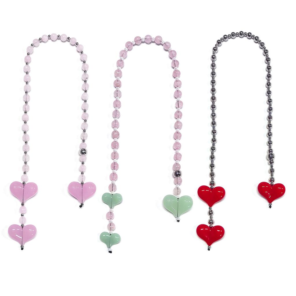 Heart Bag Charms Acrylic Texture Long Chain Featuring Colorful Beads Perfect for Women Gifts Present Fashion Accessories
