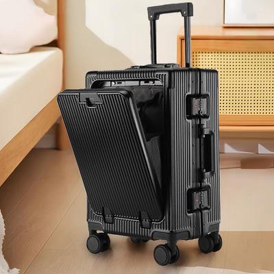 Neuer 20" & 24" Damen Multifunktionaler Frontöffnungskoffer mit Becherhalter