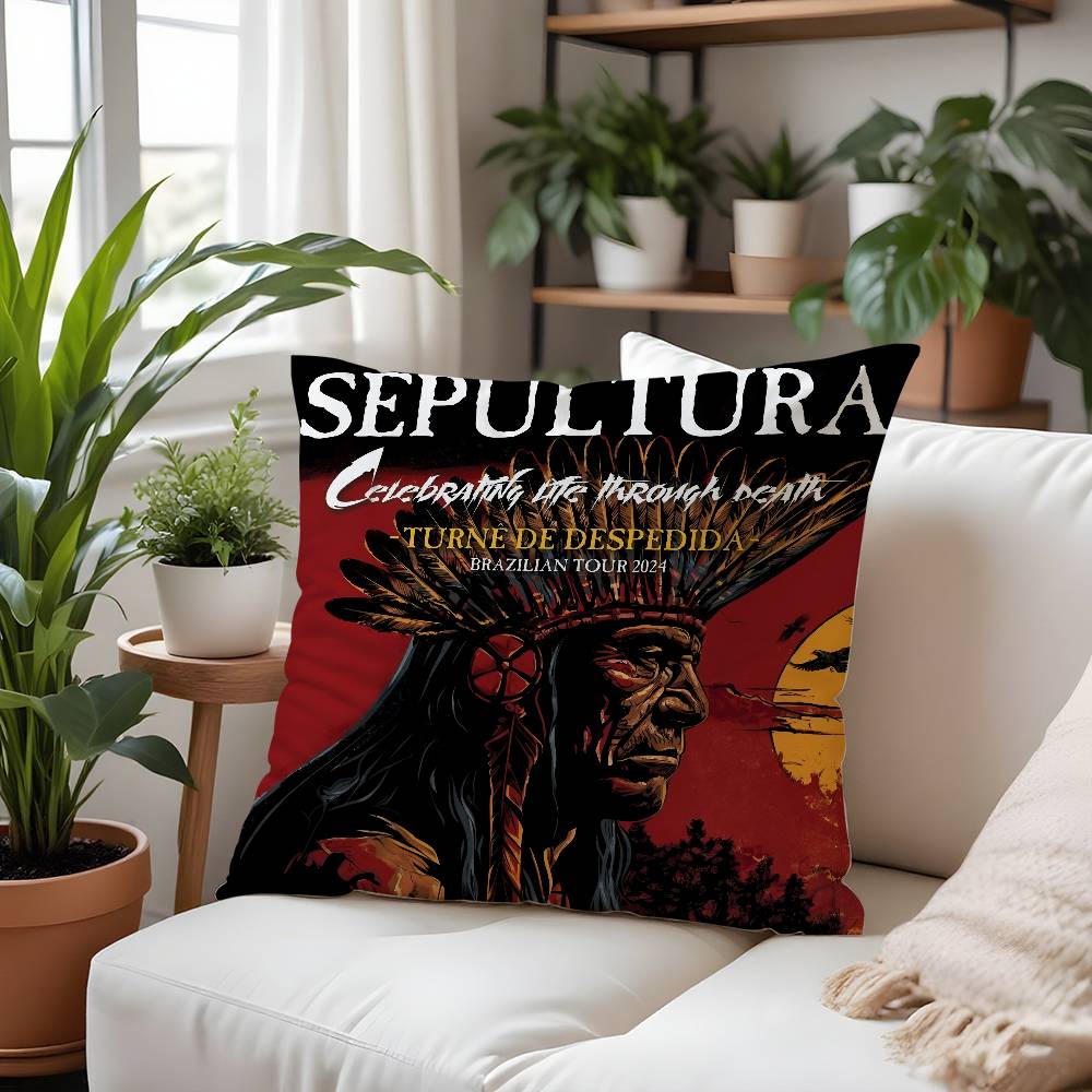 

s-Sepulturas Рок-группа Наволочка Плюшевая ткань Мягкая Наволочка Двусторонняя печать Чехол для подушки Бытовые подарки 12x12Inch