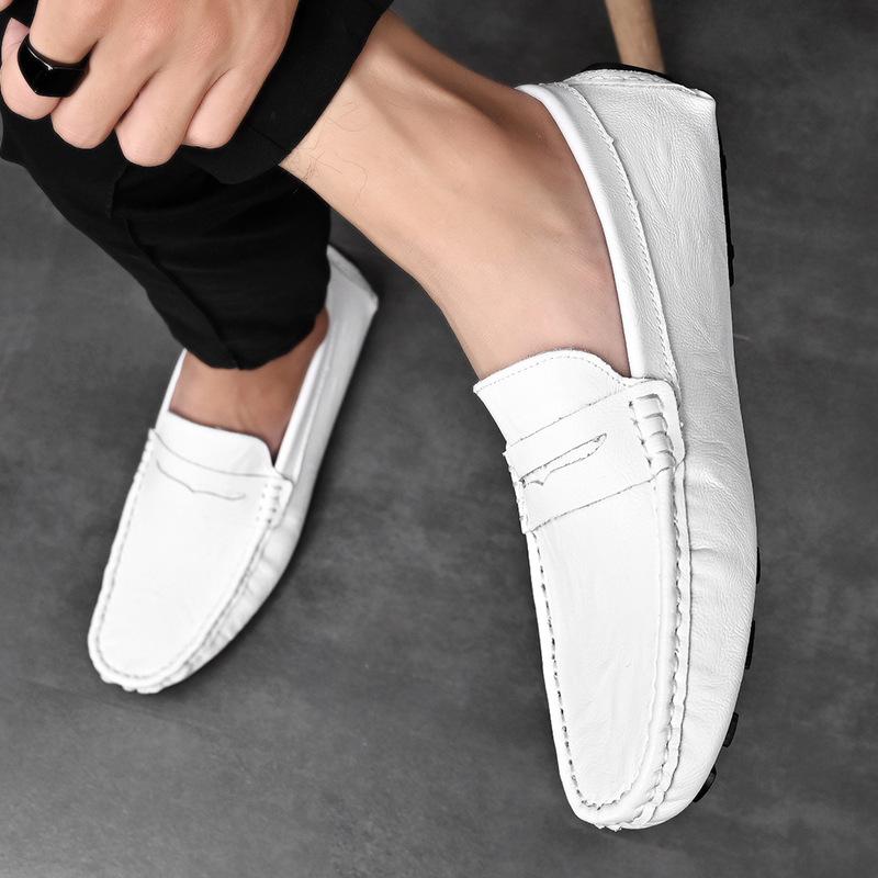 Doudou shoes men's one-pedal flat-bottomed driving casual shoes small leather shoes low-top one-pedal cowhide large-size men's shoes 4647