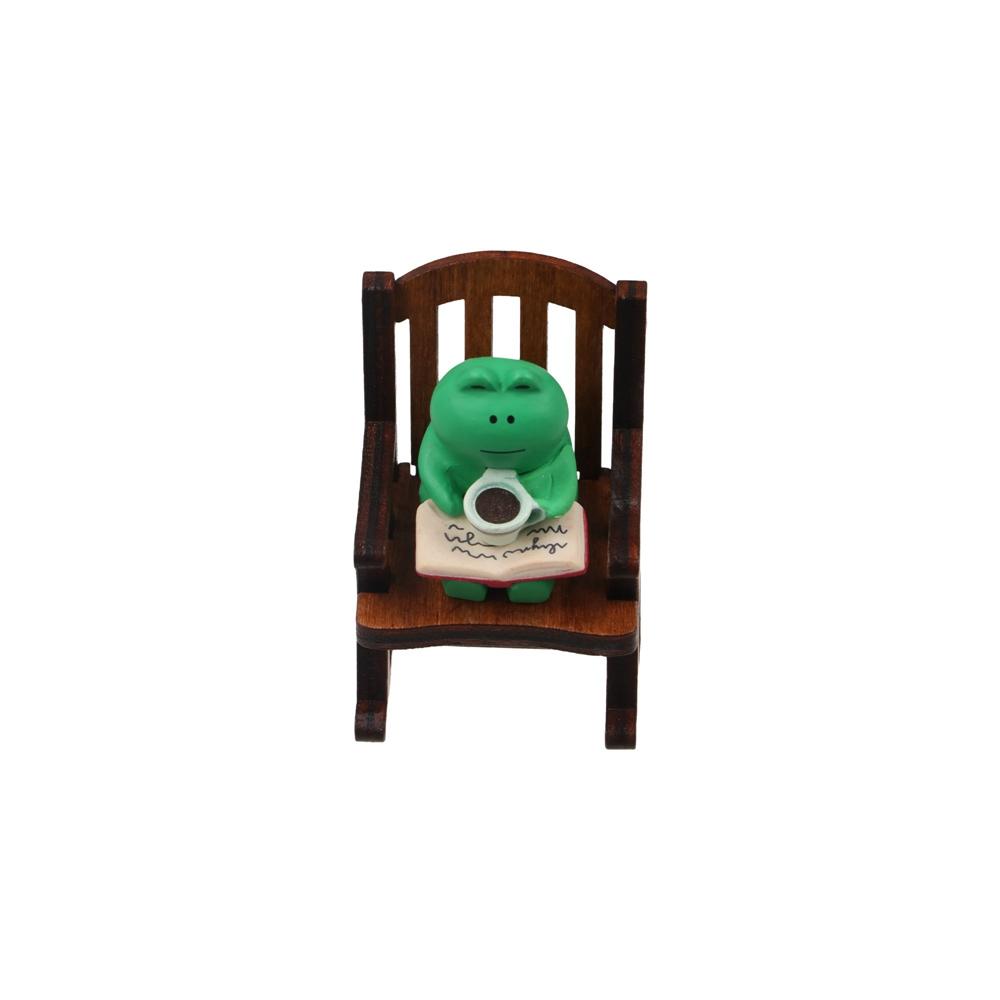 2PCs/set Cute Reading Frog Miniatures Mini Small Chair Ornaments Photo Props