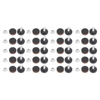 20pcs Furniture Leveler with T Nuts Anti Slip Rubber Pad Adjustable Furniture Leveling Feet for