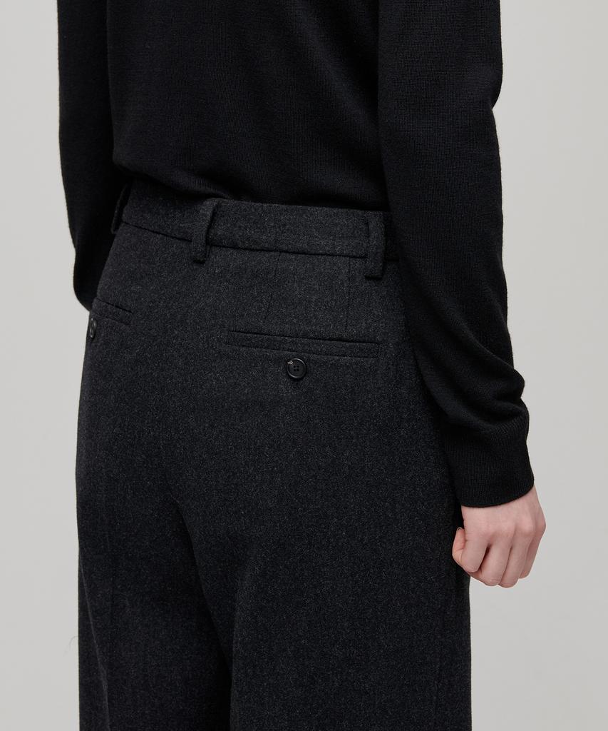 MUSINSA STANDARD WOMAN Women'S Wool Flannel Wide Slacks [Charcoal Gray]