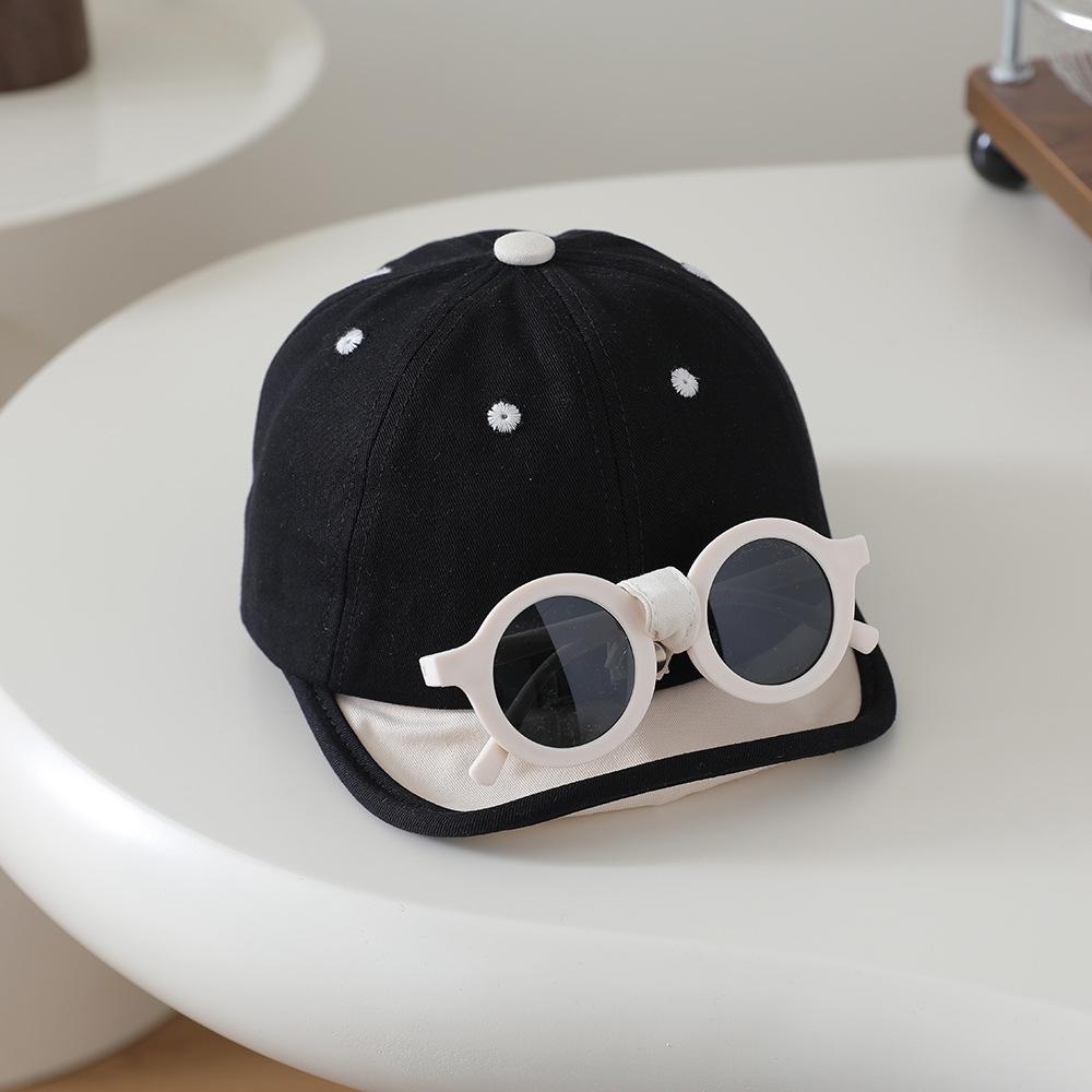Children's Stylish Sun Protection Baseball Cap with Soft Brim and Sunglasses for Boys and Girls