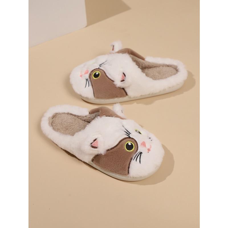 

Простые хлопковые туфли, Мультяшные, Противоскользящие, Для домашнего использования в помещении, Пушистые тапочки 44-45 светло-коричневого