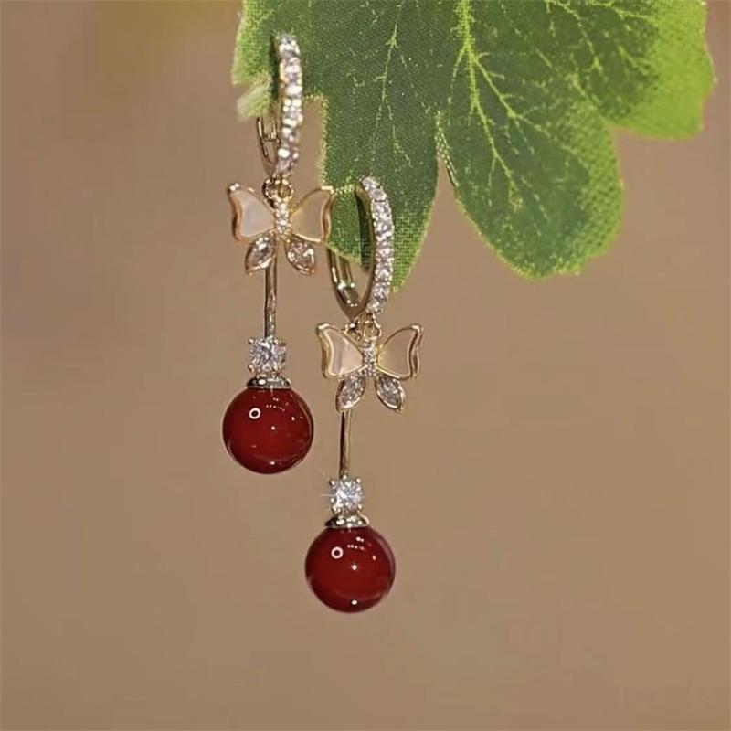 Romantic Purple Butterfly Drop Earrings for Women Shiny Rhinestone Crystal Long Tassel Earrings Delicate Wedding Party Jewelry