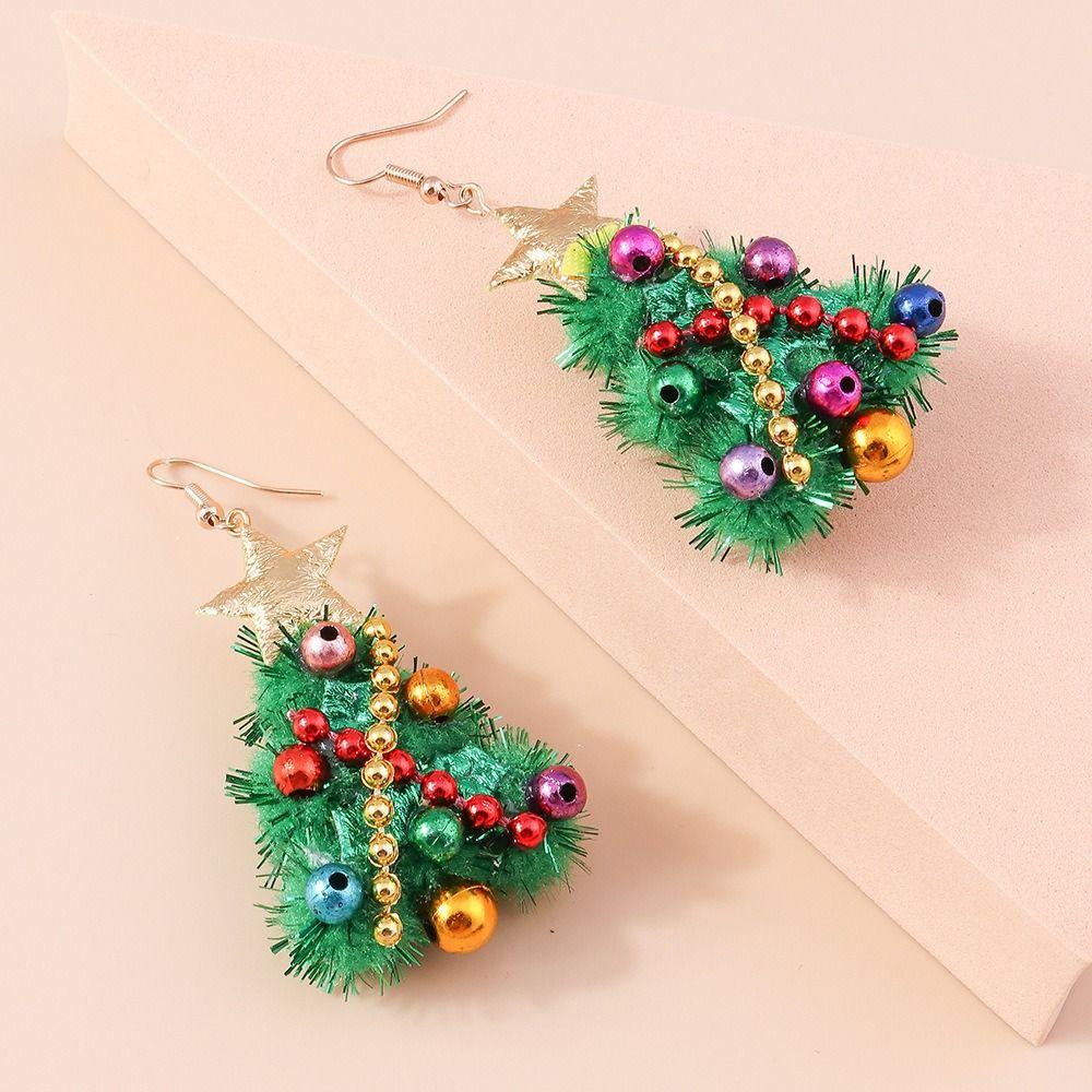 Xmas Tree New Year Earrings Party Festival Wreath Circle Earrings Women Girls