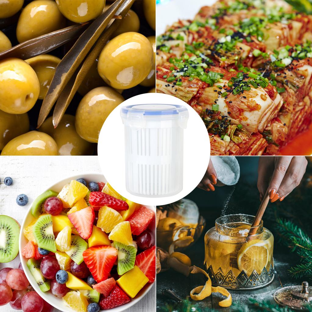 Vegetable Pickling Box Sealed Fermentation Container For Pickles/Salads BPA-Free Plastic With Drain Basket Kitchen Storage Box