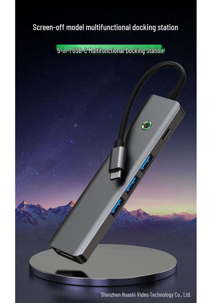USB-C Hub 3.0 with One-Key Screen Off, 4K HD Casting, USB 3.2 10G Converter
