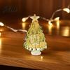 Christmas Landscaping Scene Accessory Mini Tree Figurine Handmade Colored Glaze Tabletop Ornament Creative Gifts for Friends with Star Top