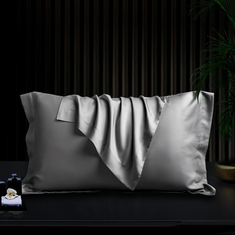 Tencel Silk Pillowcase Ice Silk Cool Pillowcase Solid Color Mulberry Silk Pillowcase 48x74cm [one pack]