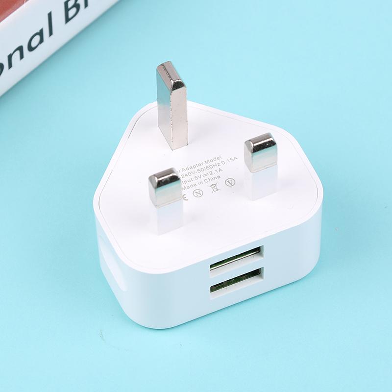 Universeller UK-Stecker 3-Pin Wandladegerät-Adapter mit 1/2 USB-Anschlüssen zum Laden für iPhone 11 für Samsung/Huawei Lade-Ladegerät