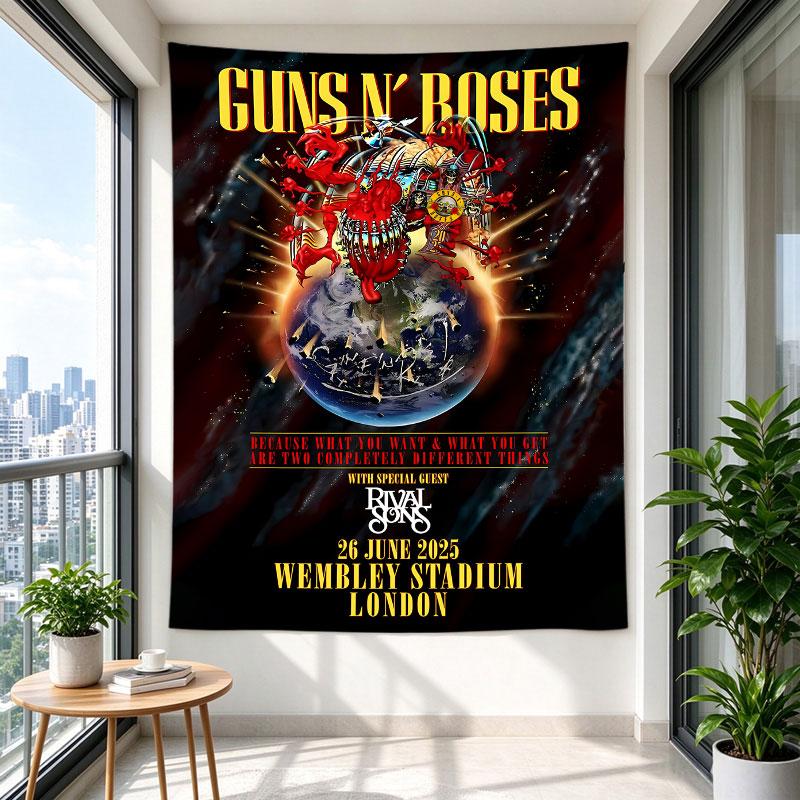 Guns N Roses Wembley 2025 Red Monster Earth Concert Poster
