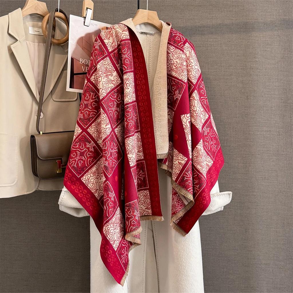 Thick Cashmere Blanket Women Scarf Warm Pashmina Shawl Winter Wraps Bufanda Print  New Design Poncho Echarpe Female Bufandas