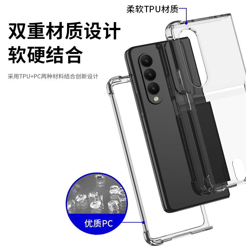 Capa porta-cartões anti-queda para Samsung Galaxy Z Fold 6, TPU transparente, compatível com Fold 5, design dobrável.