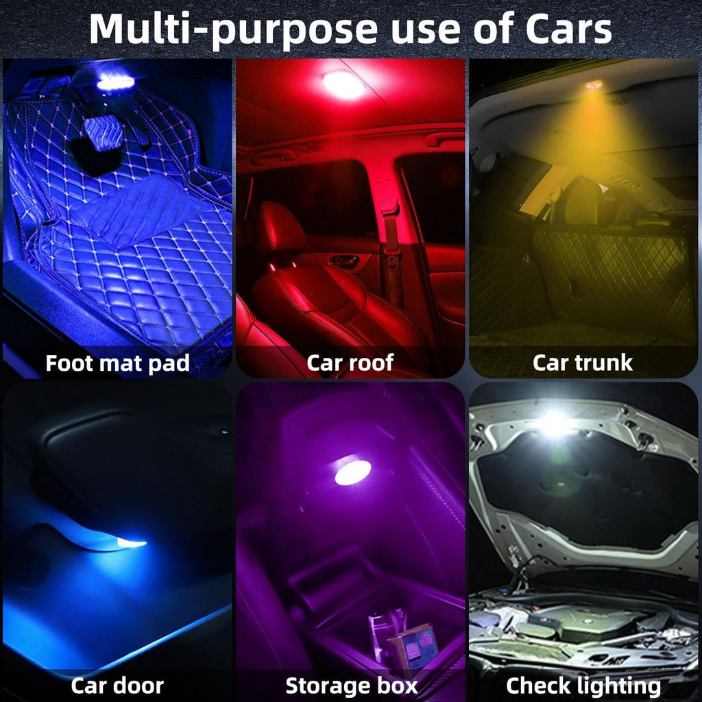 4Pcs Wireless LED Lights For Car With Remote Control, 8 Colors Car Interior Night Lights