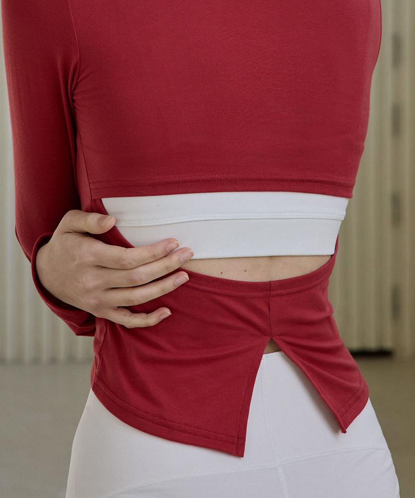 Debiweeo Cutout Slit T-Shirt Devi-T0127-Redberry