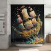 Colorful Sailboat Shower Curtain Extra Long Waterproof Fabric Bathroom Decor with Grommets Size 72 x 84 inches (Multicolor)
