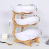 3-Tier Ceramic Fruit Tray With Bamboo Stand Modern Nordic Snack Server Kitchen Dining Table
