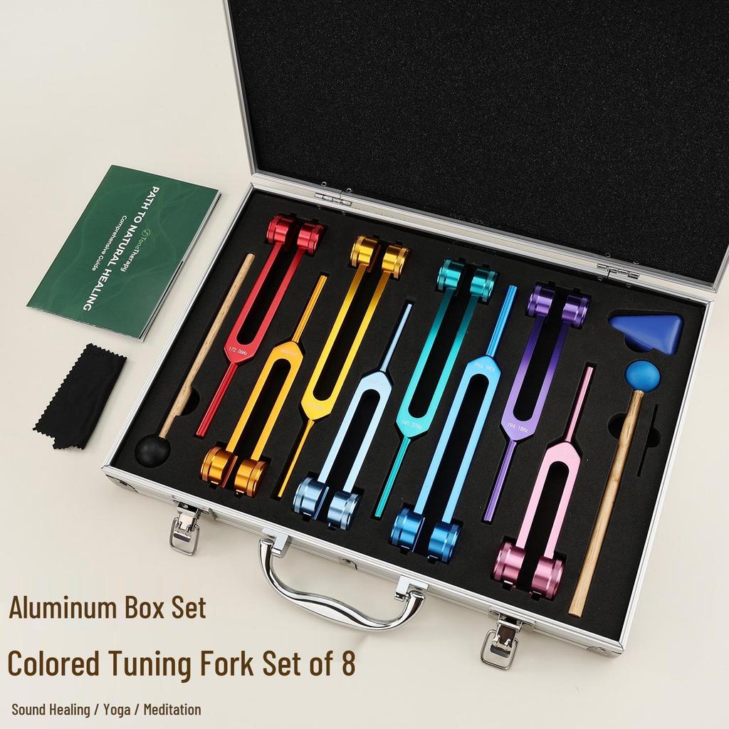 Aluminium Stimmgabel Lehrmittel Set - 8-teiliges farbiges Set mit Geschenkbox