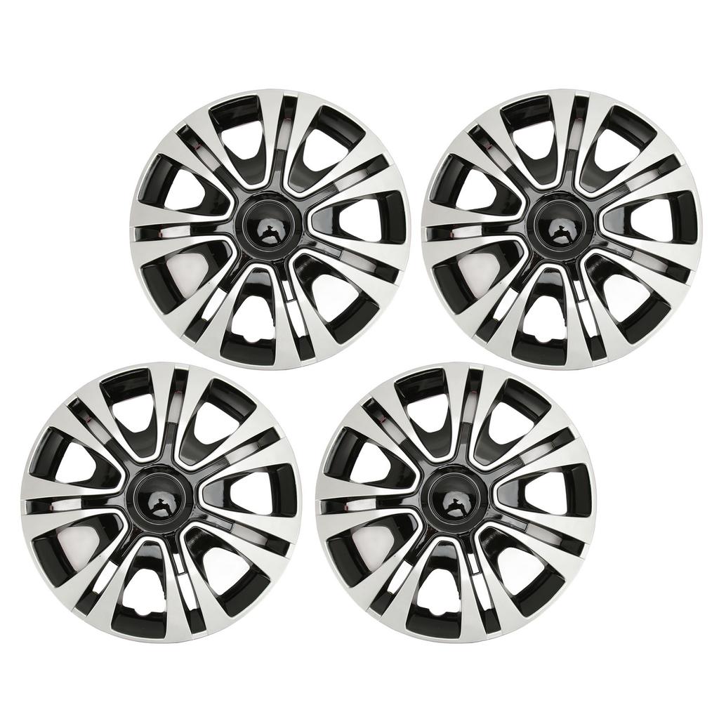 4Pcs Hub Cap Black Silver Easy Installation Protective Wheel Hub Cap Cover for Cars Trucks Vans 13 Inches Steel Wheel