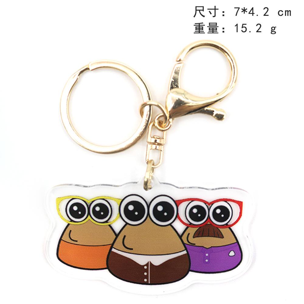 6cm Popular Kawaii Chains Game My Pet Alien Emo Noteit Pou Ring For Accessories Bag Pendant Chain Jewelry Fans Gifts