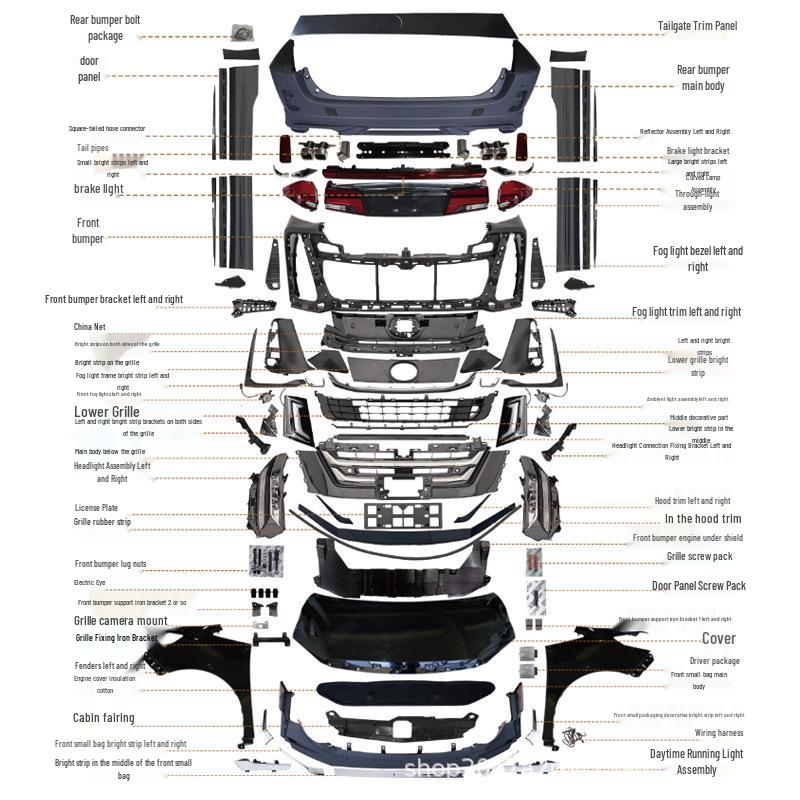 Body Kit for 08-14 Vellfire Models: Upgrade to 23+ M Version with Front & Rear Bumpers, Headlights (20L, 40 Series)