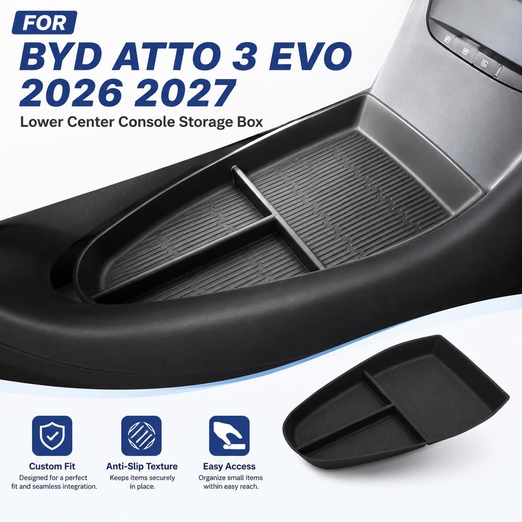 Armrest Storage Box,For BYD Atto 3 Evo Accessories 2026,Thickened Hard Plastic Anti-Vibration Pressure-Resistant Waterproof