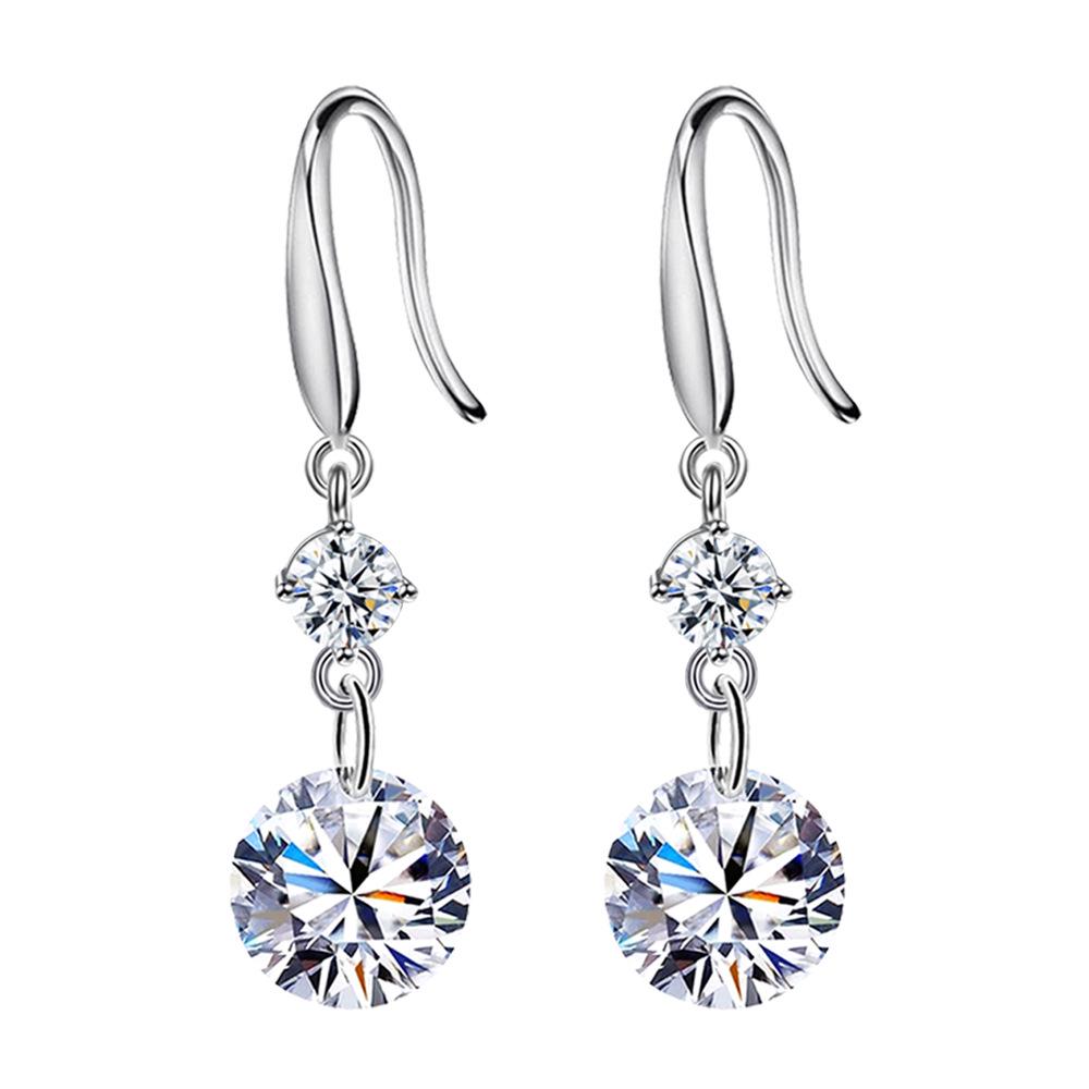 Boucles d'oreilles longues élégantes en diamant zircon: Crochets d'oreille simples, doux et élégants