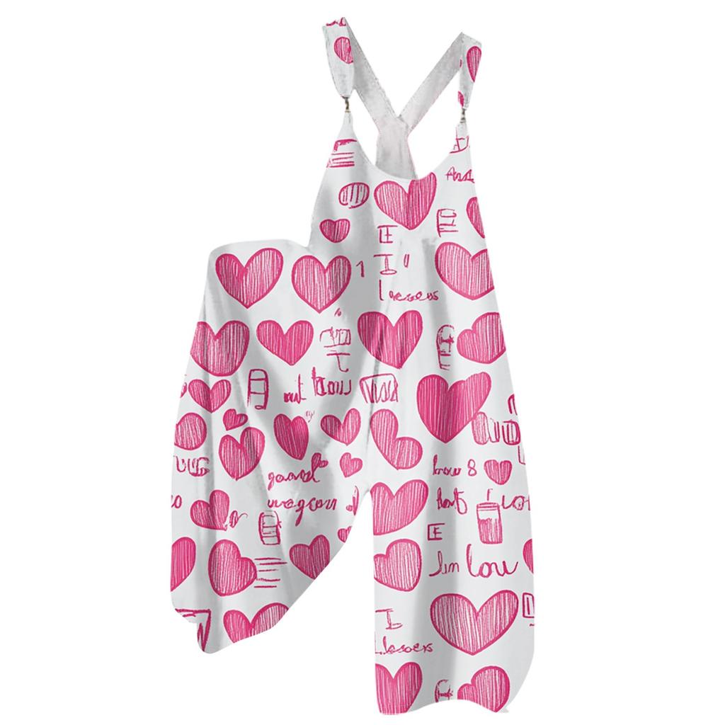 Moda Damska ul. Patrick Print Casual Luźny Kombinezon z Szerokimi Nogawkami