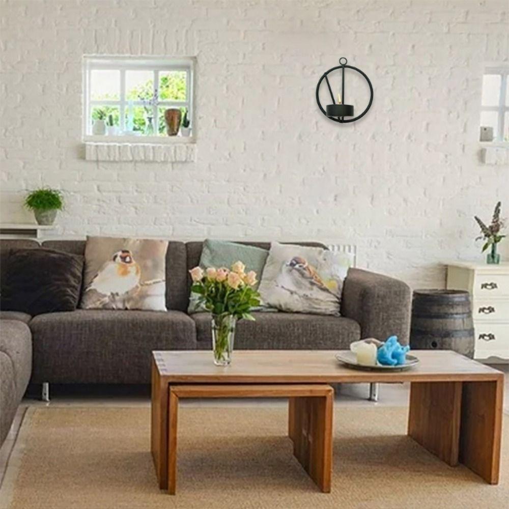 Easy to Clean Wall Hanging Tea Lights Iron Art Round Metal Wall Holder  Wedding