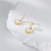 S925 Women's Elegant Heart & Pearl Stud Earrings with Cat's Eye Stone